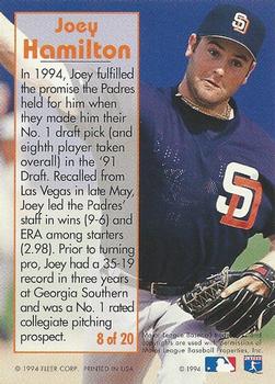 1995 Fleer - Rookie Sensations #8 Joey Hamilton Back