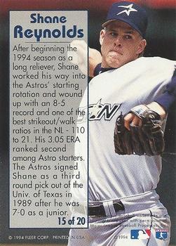 1995 Fleer - Rookie Sensations #15 Shane Reynolds Back