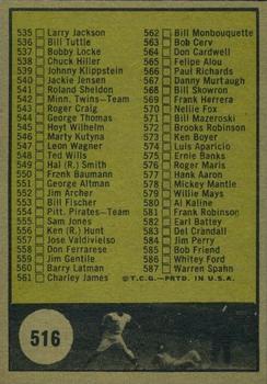 1961 Topps #516 7th Series Checklist: 507-587 Back