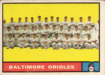 1961 Topps #159 Baltimore Orioles Front