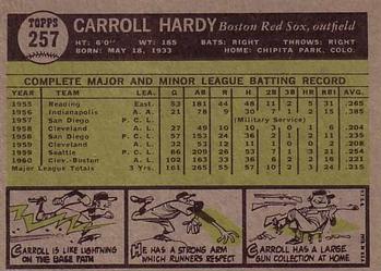1961 Topps #257 Carroll Hardy Back