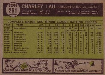 1961 Topps #261 Charlie Lau Back