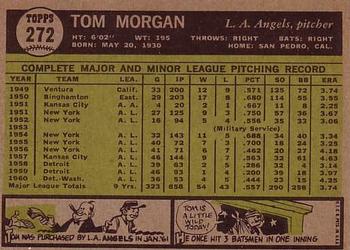 1961 Topps #272 Tom Morgan Back