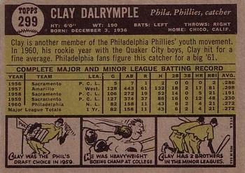 1961 Topps #299 Clay Dalrymple Back