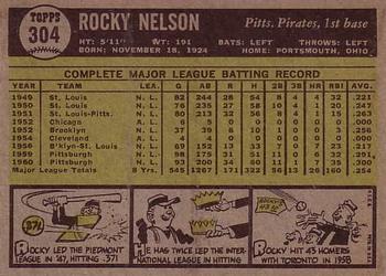 1961 Topps #304 Rocky Nelson Back
