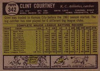 1961 Topps #342 Clint Courtney Back
