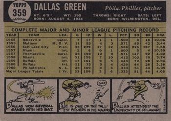 1961 Topps #359 Dallas Green Back
