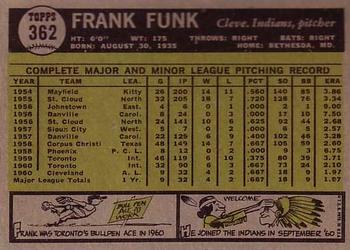 1961 Topps #362 Frank Funk Back