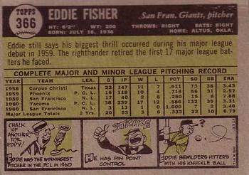 1961 Topps #366 Eddie Fisher Back