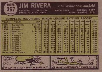 1961 Topps #367 Jim Rivera Back