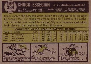 1961 Topps #384 Chuck Essegian Back