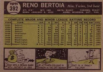 1961 Topps #392 Reno Bertoia Back