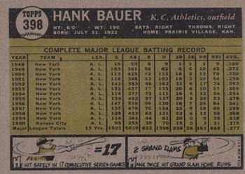 1961 Topps #398 Hank Bauer Back