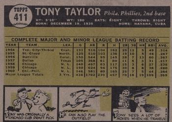 1961 Topps #411 Tony Taylor Back