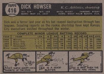 1961 Topps #416 Dick Howser Back