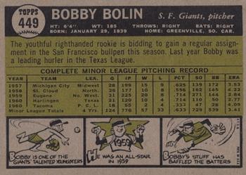 1961 Topps #449 Bobby Bolin Back
