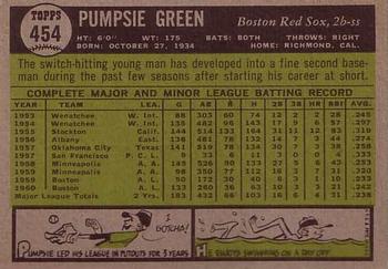 1961 Topps #454 Pumpsie Green Back