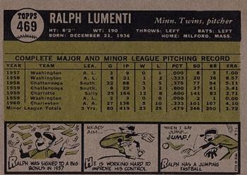 1961 Topps #469 Ralph Lumenti Back