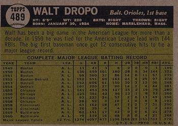 1961 Topps #489 Walt Dropo Back
