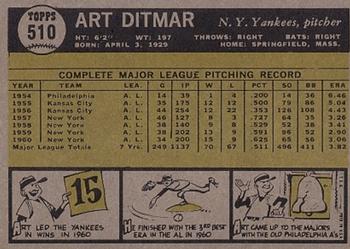 1961 Topps #510 Art Ditmar Back