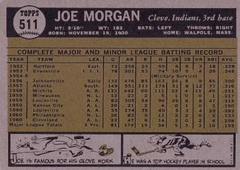1961 Topps #511 Joe Morgan Back