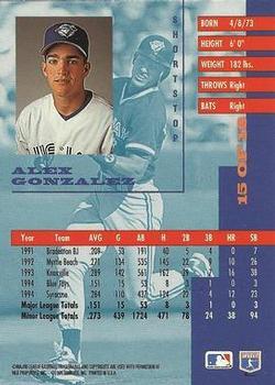 1995 Leaf - Gold Leaf Rookies #15 Alex Gonzalez Back