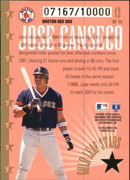 1995 Leaf - Gold Leaf Stars #12 Jose Canseco Back