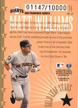 1995 Leaf - Gold Leaf Stars #14 Matt Williams Back