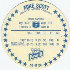 1988 King B Discs #13 Mike Scott Back
