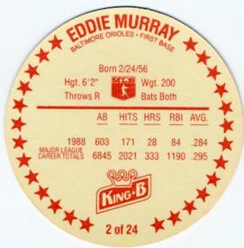 1989 King B Discs #2 Eddie Murray Back