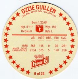 1989 King B Discs #6 Ozzie Guillen Back