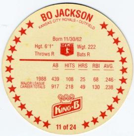 1989 King B Discs #11 Bo Jackson Back