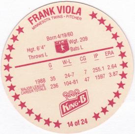 1989 King B Discs #14 Frank Viola Back
