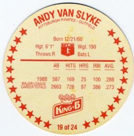 1989 King B Discs #19 Andy Van Slyke Back