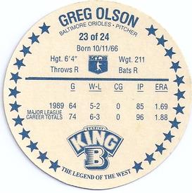 1990 King B Discs #23 Gregg Olson Back