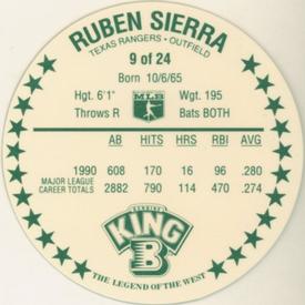 1991 King B Discs #9 Ruben Sierra Back