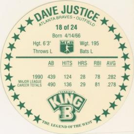 1991 King B Discs #18 Dave Justice Back