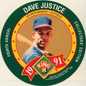 1991 King B Discs #18 Dave Justice Front