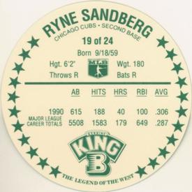 1991 King B Discs #19 Ryne Sandberg Back