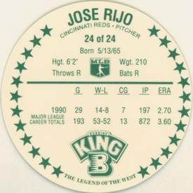 1991 King B Discs #24 Jose Rijo Back