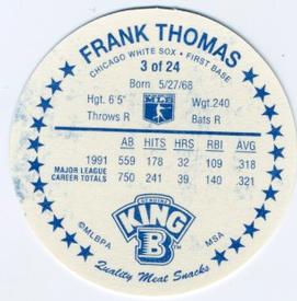 1992 King B Discs #3 Frank Thomas Back