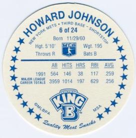 1992 King B Discs #6 Howard Johnson Back
