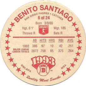 1993 King B Discs #6 Benito Santiago Back