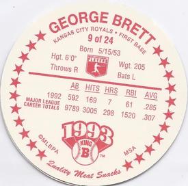 1993 King B Discs #9 George Brett Back