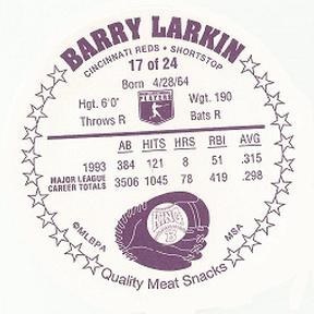 1994 King B Discs #17 Barry Larkin Back