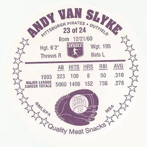 1994 King B Discs #23 Andy Van Slyke Back