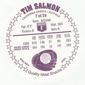 1994 King B Discs #7 Tim Salmon Back