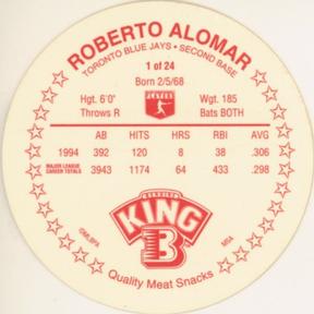 1995 King B Discs #1 Roberto Alomar Back