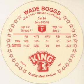 1995 King B Discs #3 Wade Boggs Back