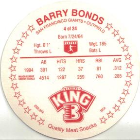 1995 King B Discs #4 Barry Bonds Back